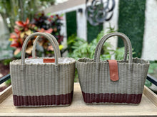 Load image into Gallery viewer, New Champagne And Burgundy Color Block Mini Tote Fully Lined