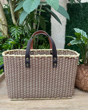 Load image into Gallery viewer, New Crema Brown Triple Weave Handbag / Dark Brown Leather Handles
