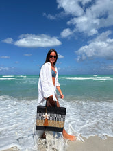 Load image into Gallery viewer, Large Beach Tote Bag 💛🧡🤍🖤
