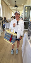 Load image into Gallery viewer, Large Blue Crema Rainbow Beach Bag

