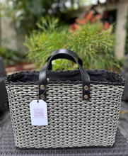 Load image into Gallery viewer, NEW Black Triple Weave Fully Lined Handbag With Black Leather Handles.                                 Coming back soon.

