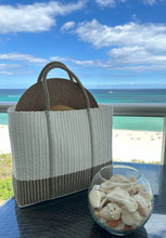 Load image into Gallery viewer, Large White Champagne Beach Bag with Champagne Handles.      Coming back soon.
