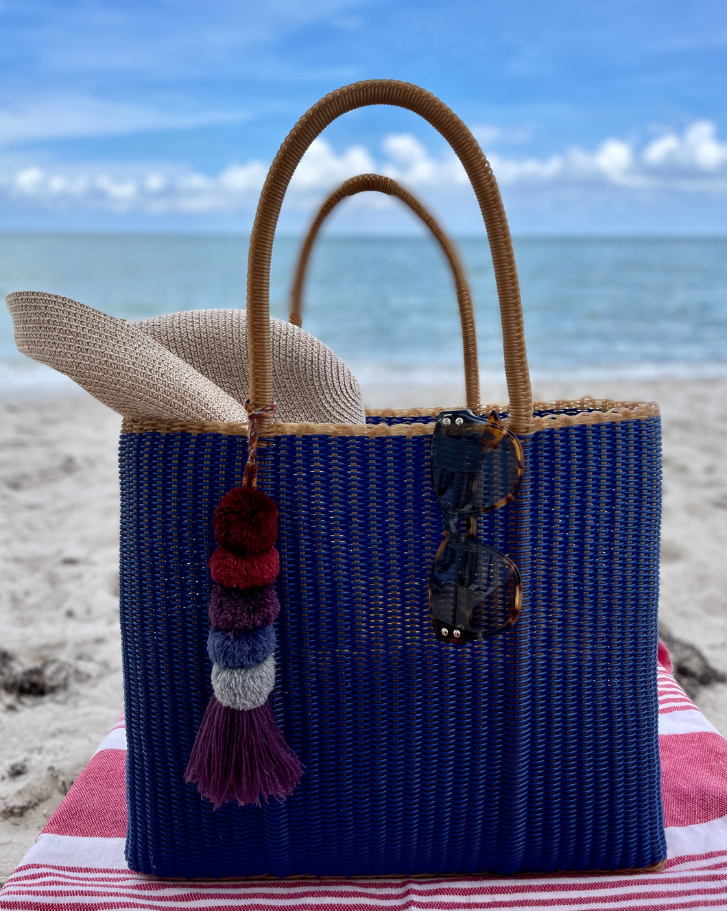 Large Royal Blue-Gold Beach Bag