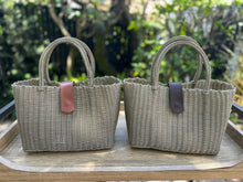 Load image into Gallery viewer, Mini Champagne Tote Bag / Camel Magnetic Leather Snap Closure
