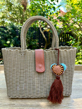 Load image into Gallery viewer, Mini Champagne Tote Bag / Camel Magnetic Leather Snap Closure
