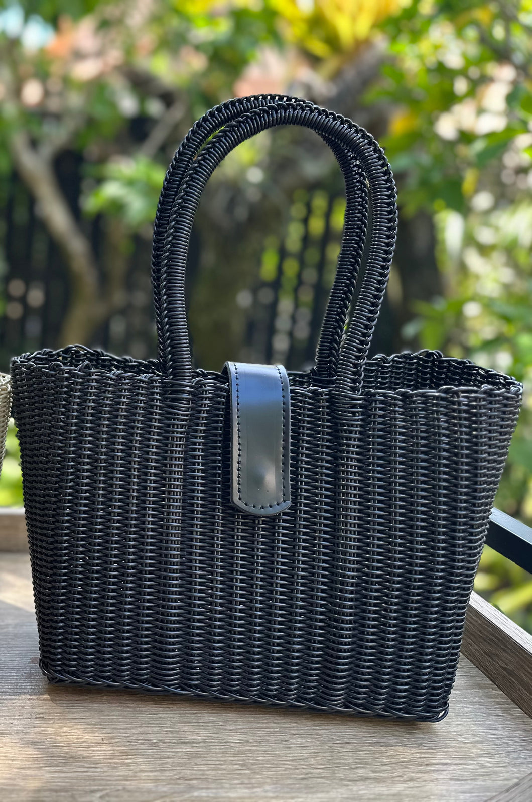 NEW Mini Black Tote / Magnetic Leather Snap Closure.