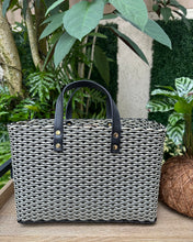 Load image into Gallery viewer, New Black Triple Weave Handbag With Genuine Leather  Black Handles
