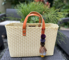 Load image into Gallery viewer, New Crema Triple Weave Handbag With Real Leather Camel Handles
