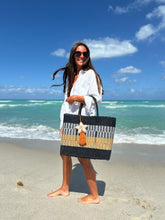Load image into Gallery viewer, Large Beach Tote Bag 💛🧡🤍🖤
