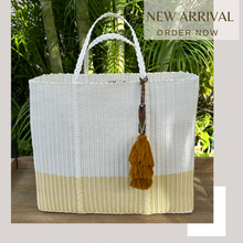 Load image into Gallery viewer, Large Crema White Beach Bag With Braided Handles.            Coming back soon.
