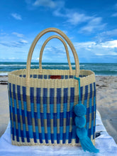 Load image into Gallery viewer, Large Blue Crema Rainbow Beach Bag
