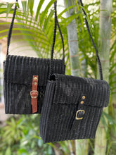 Load image into Gallery viewer, New Medium Black Crossbody With  Real Leather Black Strap &amp; Magnetic Snap Closure.
