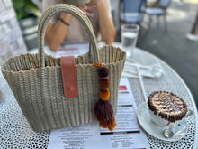 Load image into Gallery viewer, Mini Champagne Tote Bag / Camel Magnetic Leather Snap Closure
