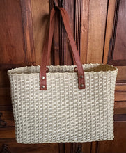 Load image into Gallery viewer, NEW Crema Triple Weave Bag with Long Camel Real Leather Strap
