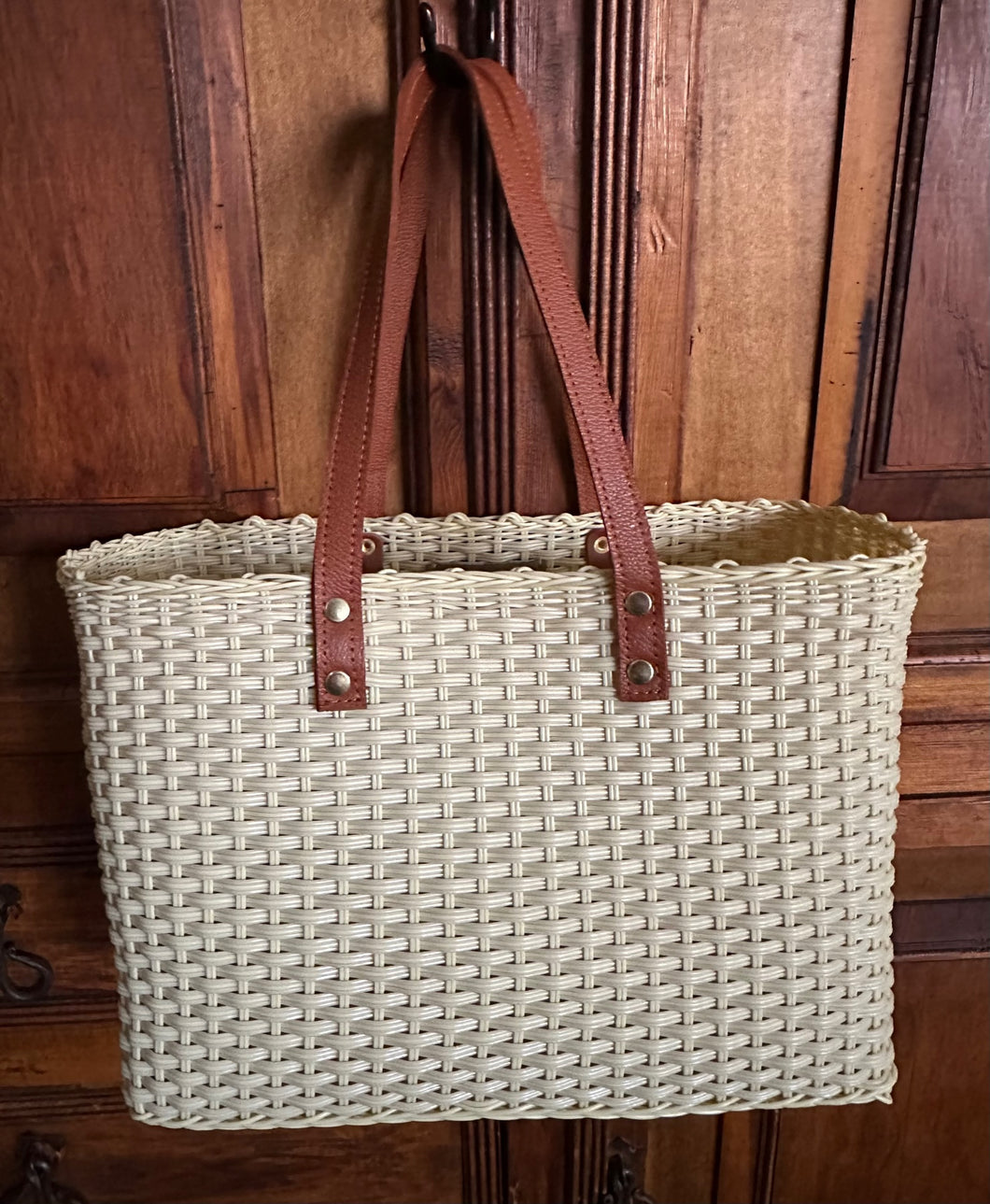 NEW Crema Triple Weave Bag with Long Genuine Leather Strap