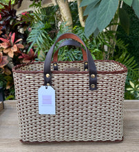 Load image into Gallery viewer, NEW Chocolate Crema Triple Weave Handbag / Dark Brown Leather Handles
