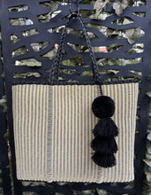 Load image into Gallery viewer, New Large Crema Black Beach Bag With Braided Handles
