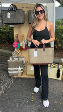 Load image into Gallery viewer, NEW Chocolate Crema Triple Weave Handbag / Dark Brown Leather Handles.                      Coming back soon.
