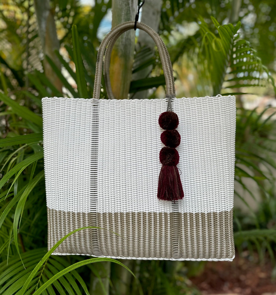 NEW Large White Champagne Beach Bag with Champagne Handles