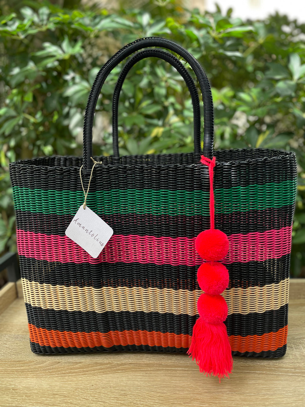 X-Large Black Rainbow Tote Bag