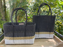Load image into Gallery viewer, Black-Beige-White Tall Tote Bag ( 2 styles Fully Lined or Unlined ). Coming back soon.
