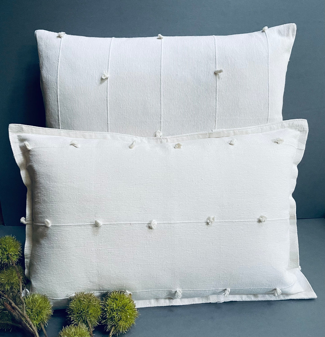 Sierra Natural/ White Lumbar Pillow Cover