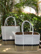 Load image into Gallery viewer, New White/ Black/ Beige Tall Tote Bag (2 Styles ,fully lined or unlined )
