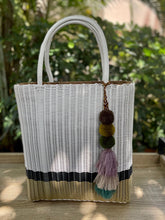 Load image into Gallery viewer, White/ Black/ Beige Tall Tote Bag (2 Styles ,fully lined or unlined )
