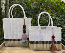 Load image into Gallery viewer, New White/ Black/ Beige Tall Tote Bag (2 Styles ,fully lined or unlined )
