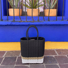 Load image into Gallery viewer, Black-Beige-White Tall Tote Bag ( 2 styles Fully Lined or Unlined ). Coming back soon.
